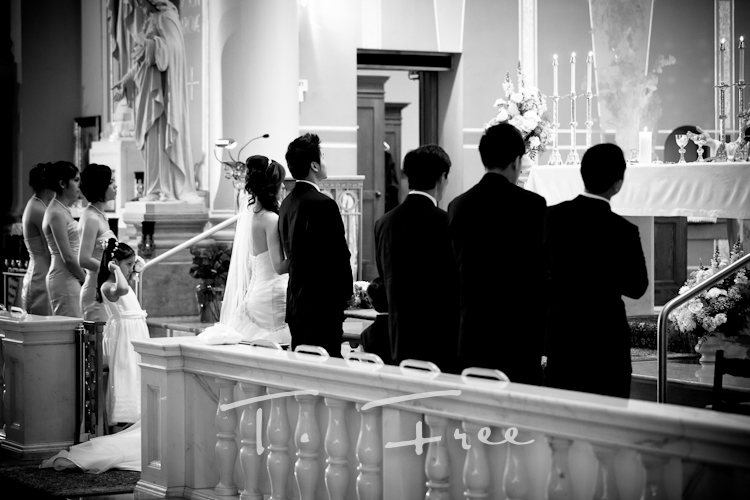 Wedding ceremony at Saint Peter Catholic Church in Omaha.
